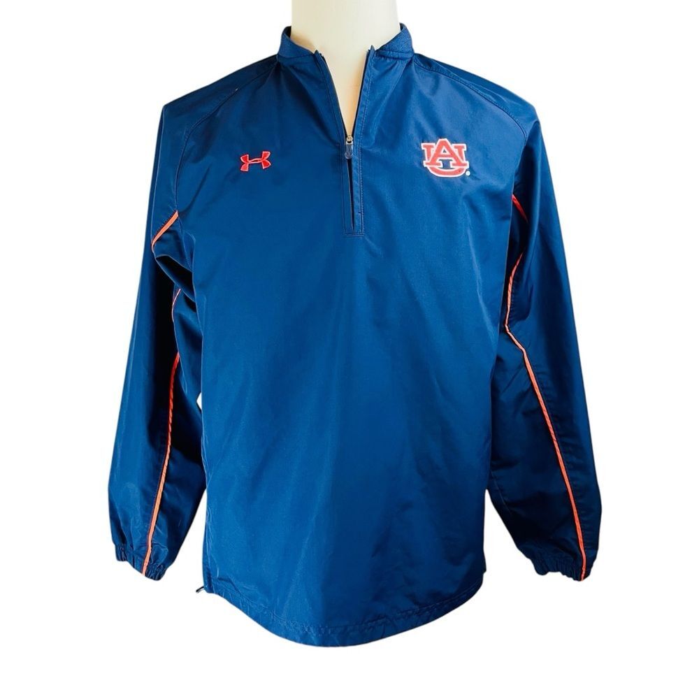 UNDER ARMOUR Auburn Blue Zip Pullover Windbreaker Jacket‎ Sz Small Golf Wareagle